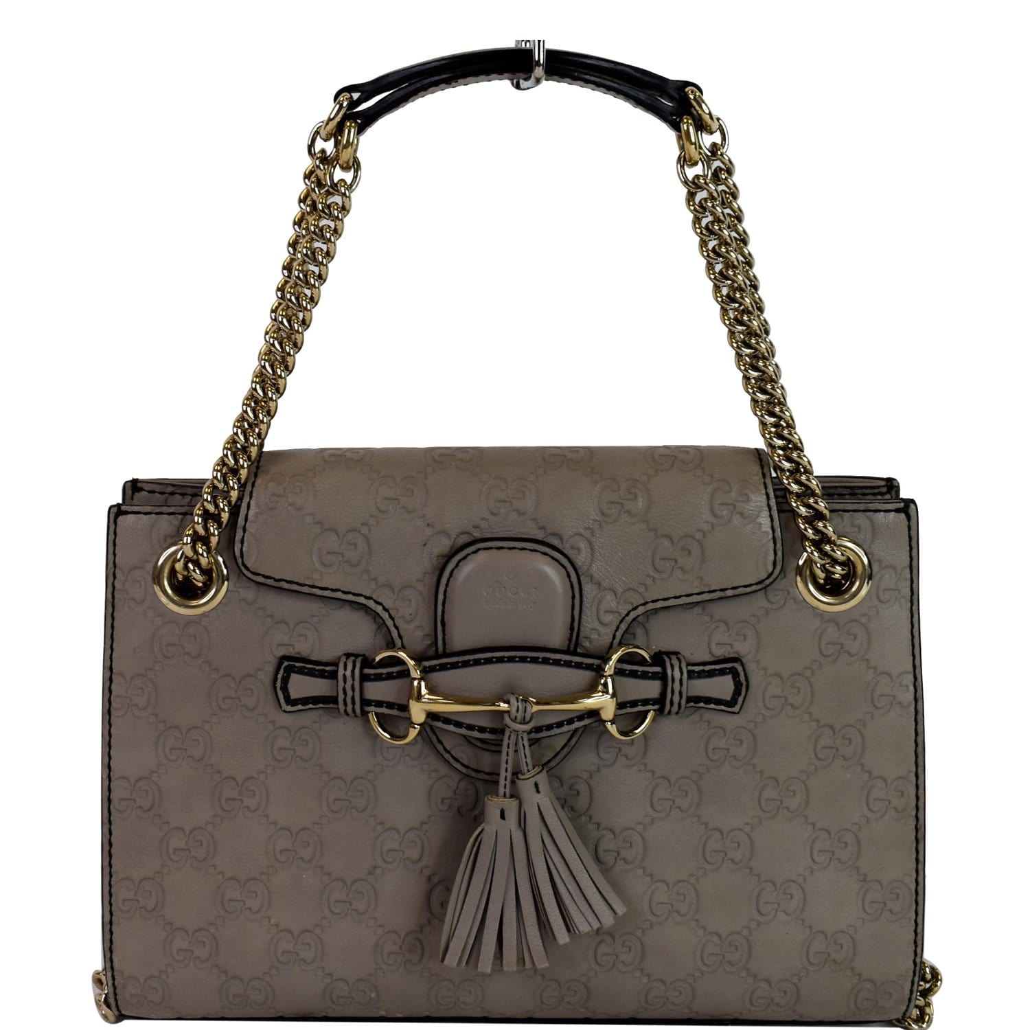 Gucci Emily ssima Crossbody Bag Grey Leather Chain