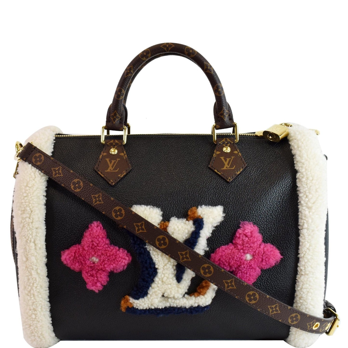 Louis Speedy Bandouliere Shoulder Bag Canvas Monogram Bag Black