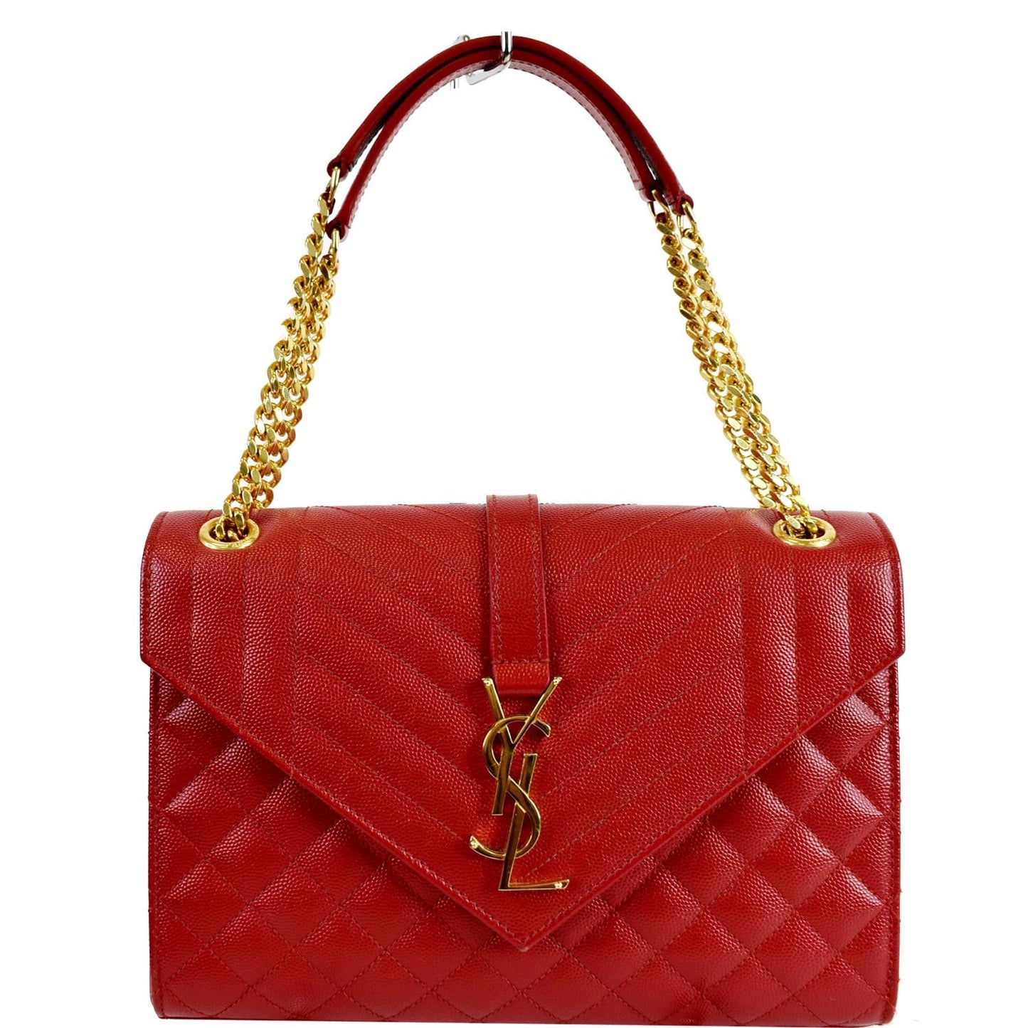 YSL Saint Laurent Saint Envelope Chain Shoulder Bag Leather Red Bag Red