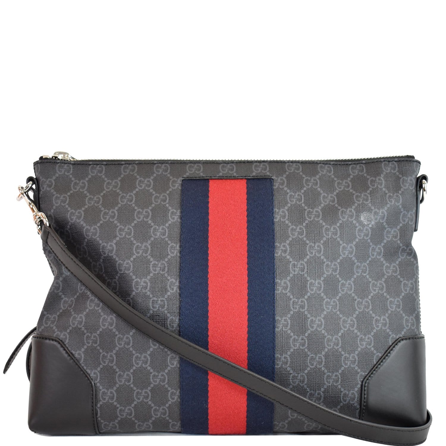 Gucci Supreme Web Messenger Bag Black Crossbody Bag