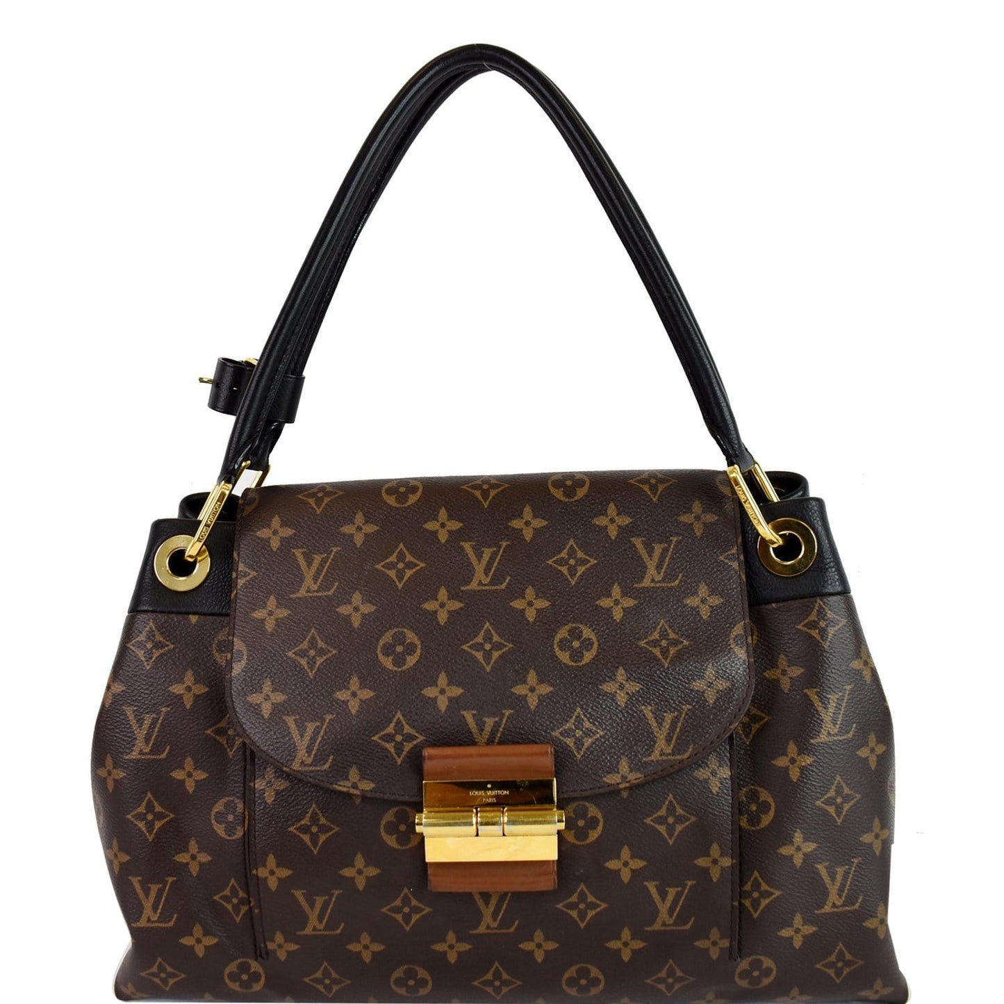 Louis Olympe Satchel Shoulder Bag Canvas Monogram Bag Black