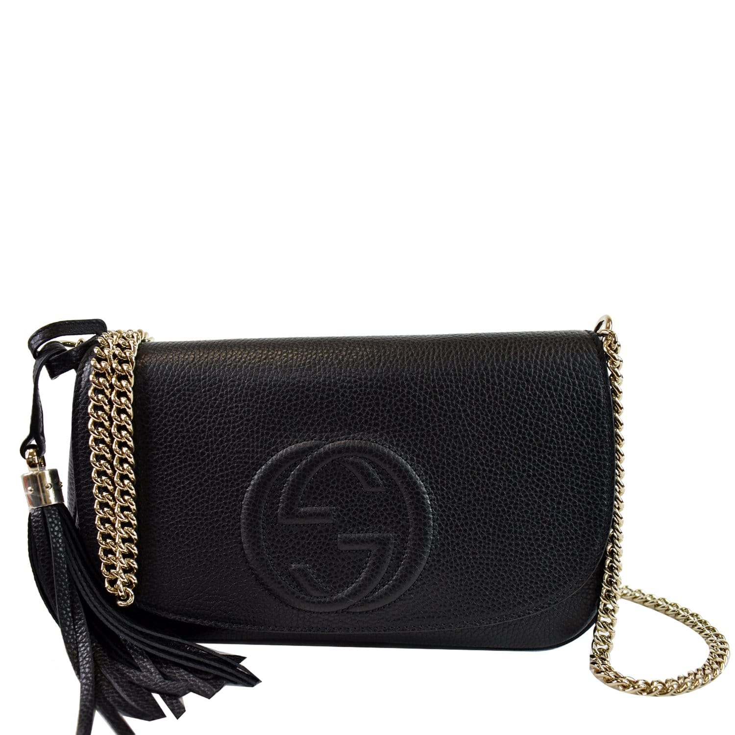 Gucci Soho Flap Shoulder Bag Leather Black