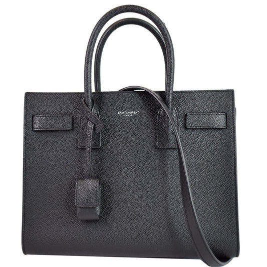 YSL Saint Laurent Saint Baby Sac De Jour Grained Tote Leather Black Shoulder Bag