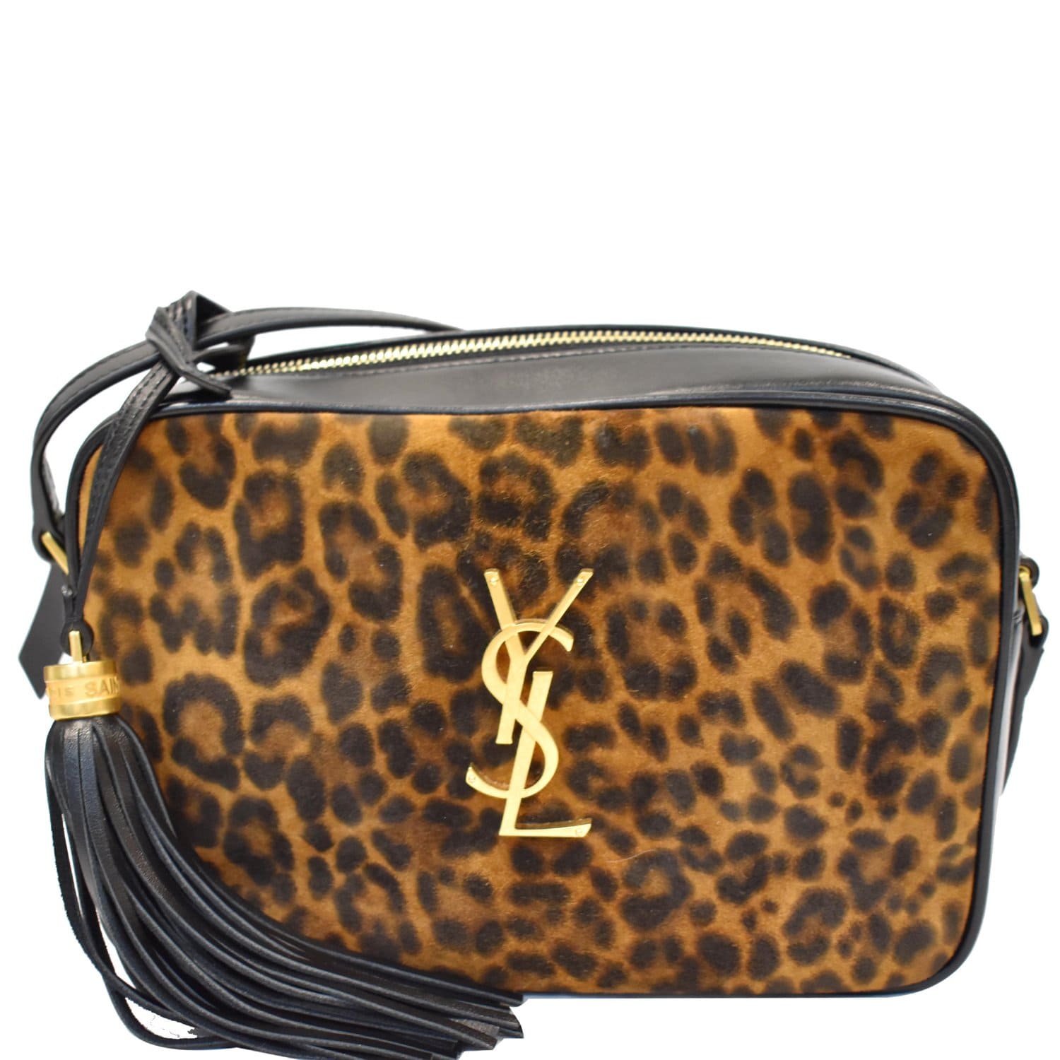 YSL Saint Laurent Saint Lou Camera Leopard Print Crossbody Bag Leather Black Bag Black