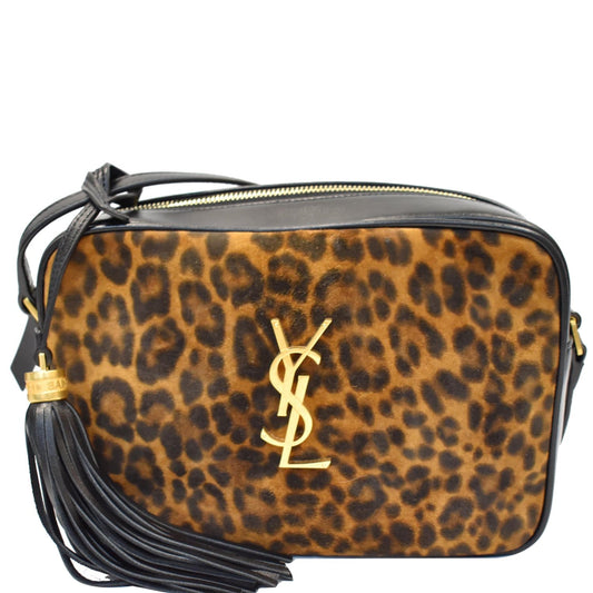 YSL Saint Laurent Saint Lou Camera Leopard Print Crossbody Bag Leather Black Bag Black
