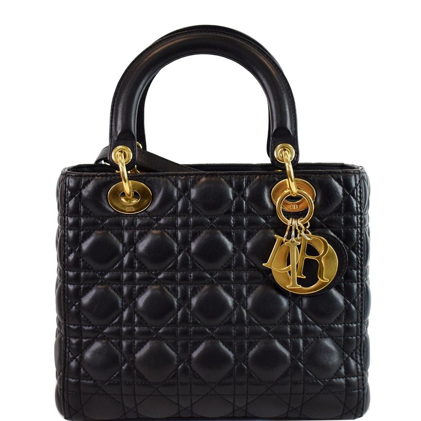 Dior Lady Lambskin Shoulder Bag Black Medium