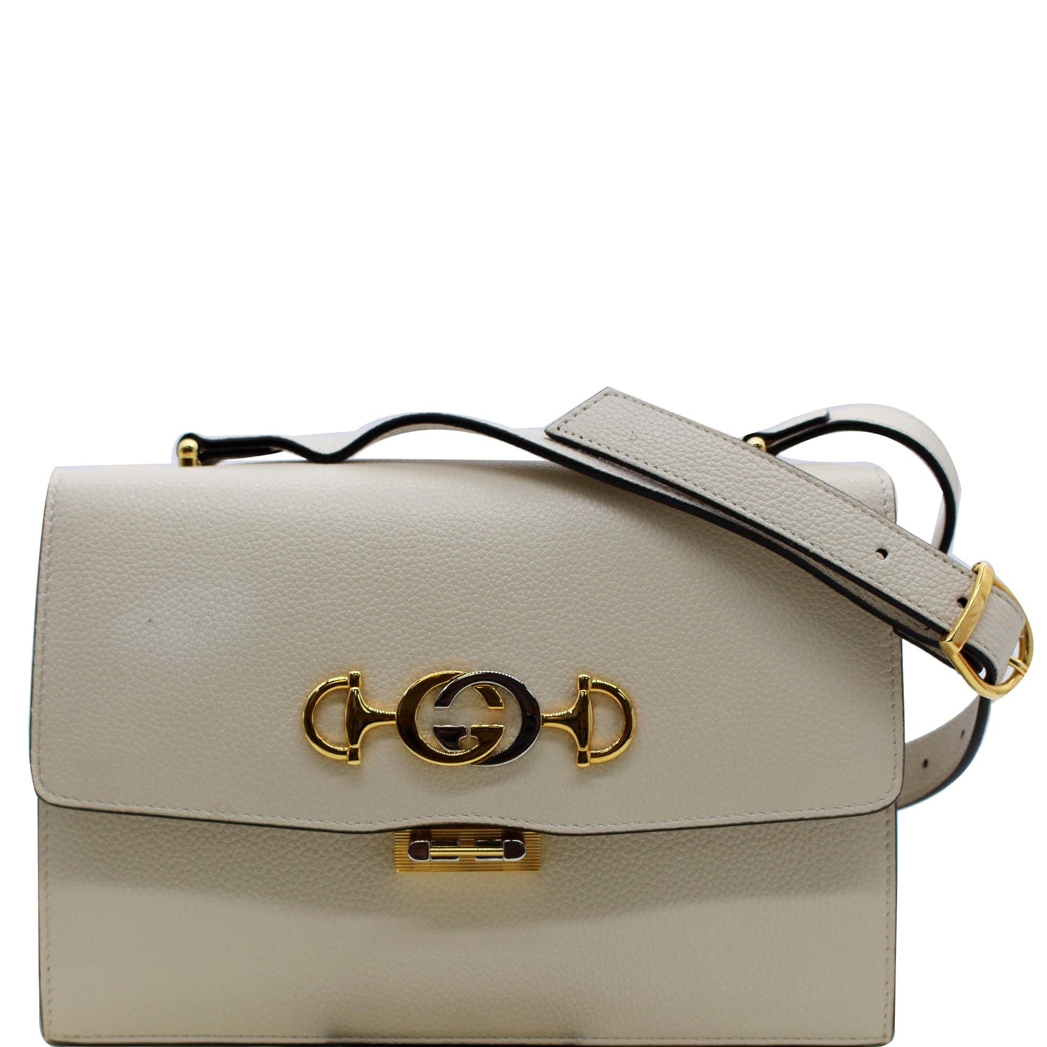 Gucci Zumi Grainy Chain Crossbody Bag Leather White