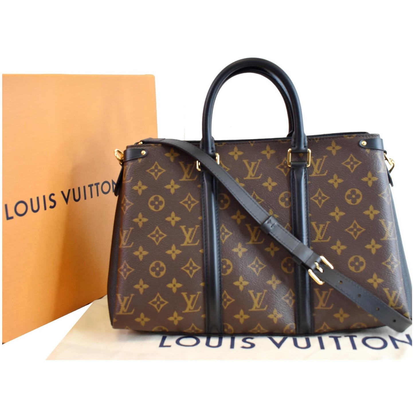Louis Soufflot Mm Shoulder Bag Canvas Monogram Bag Black