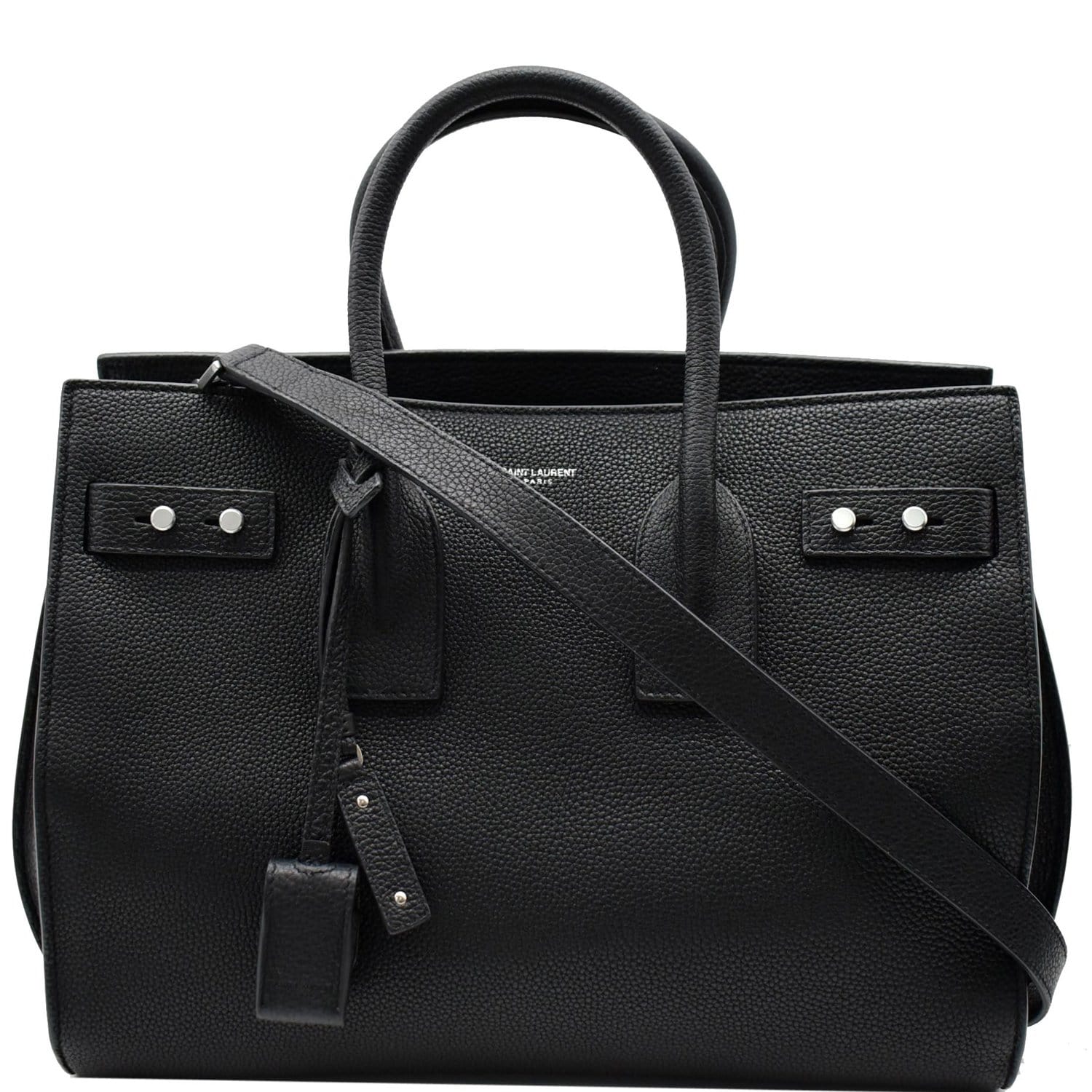 YSL Saint Laurent Saint Sac De Jour Grained Shoulder Bag Leather Black
