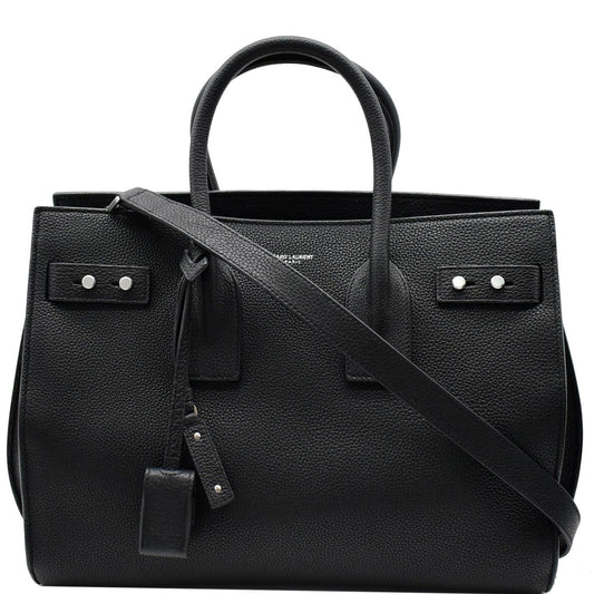 YSL Saint Laurent Saint Sac De Jour Grained Shoulder Bag Leather Black