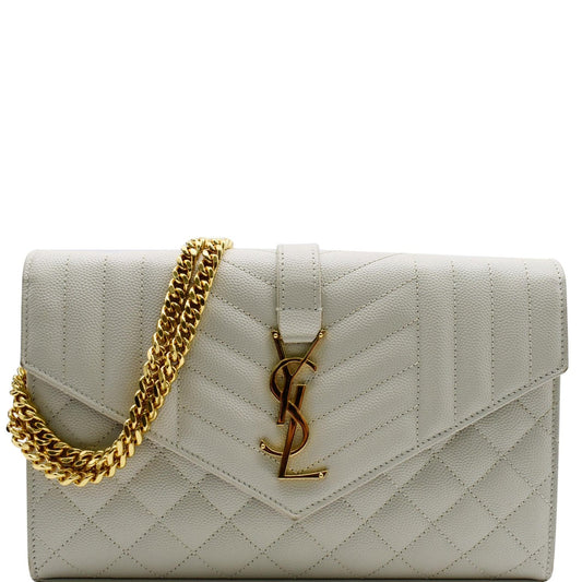 YSL Saint Laurent Saint Envelope Shoulder Bag Blanc Leather Small