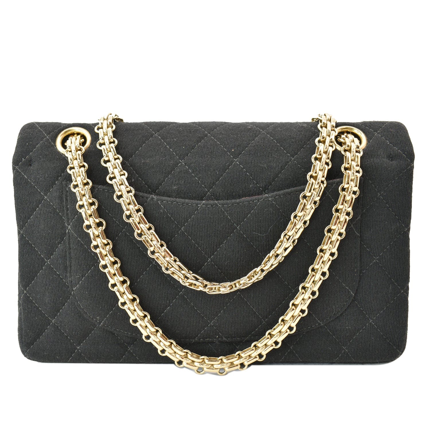 Chanel Classic Jersey Fabric Shoulder Bag Black Flap