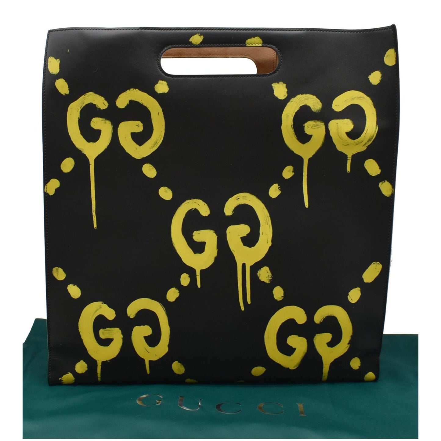 Gucci Ghost Xl Tote Bag Leather Black