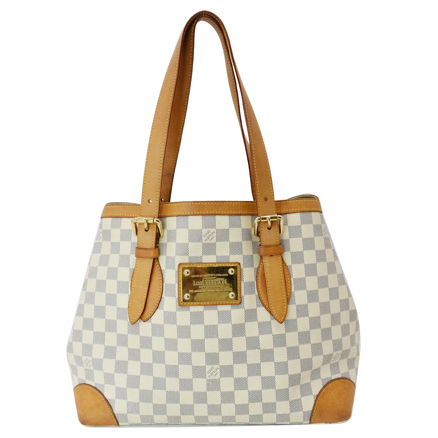 Louis Hampstead Mm Damier Azur Shoulder Bag White