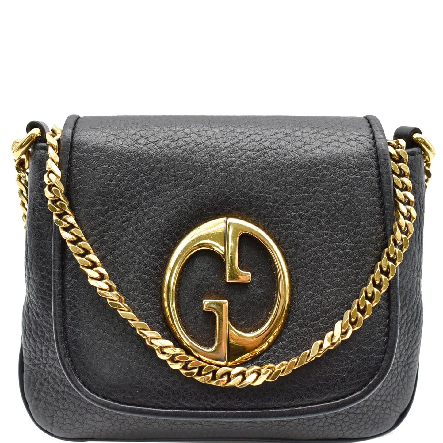Gucci Pebbled Chain Crossbody Bag Leather Black