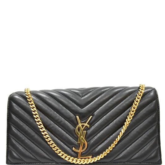 YSL Saint Laurent Saint Kate Chevron Shoulder Bag Leather Black