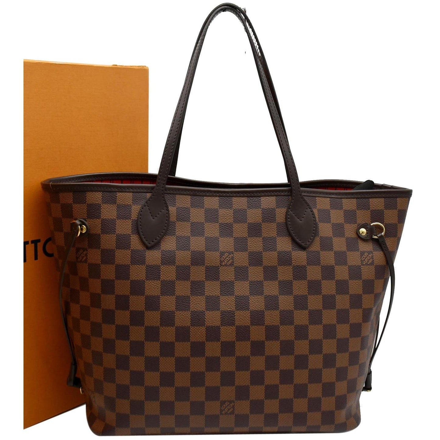 Louis Neverfull Mm Damier Ebene Tote Bag Brown