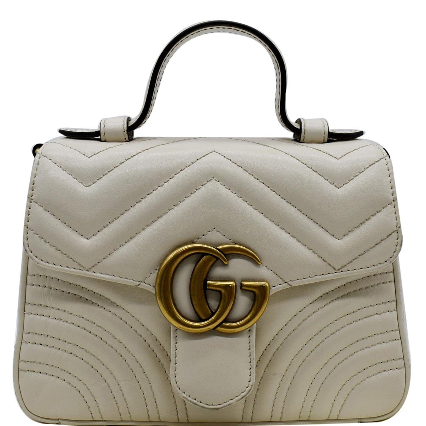 Gucci Marmont Top Handle Shoulder Bag White Mini