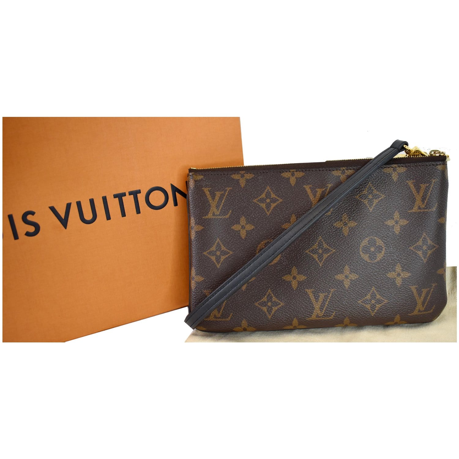 Louis Double Zip Pochette Reverse Giant Shoulder Monogram Brown Shoulder Bag Bag Brown