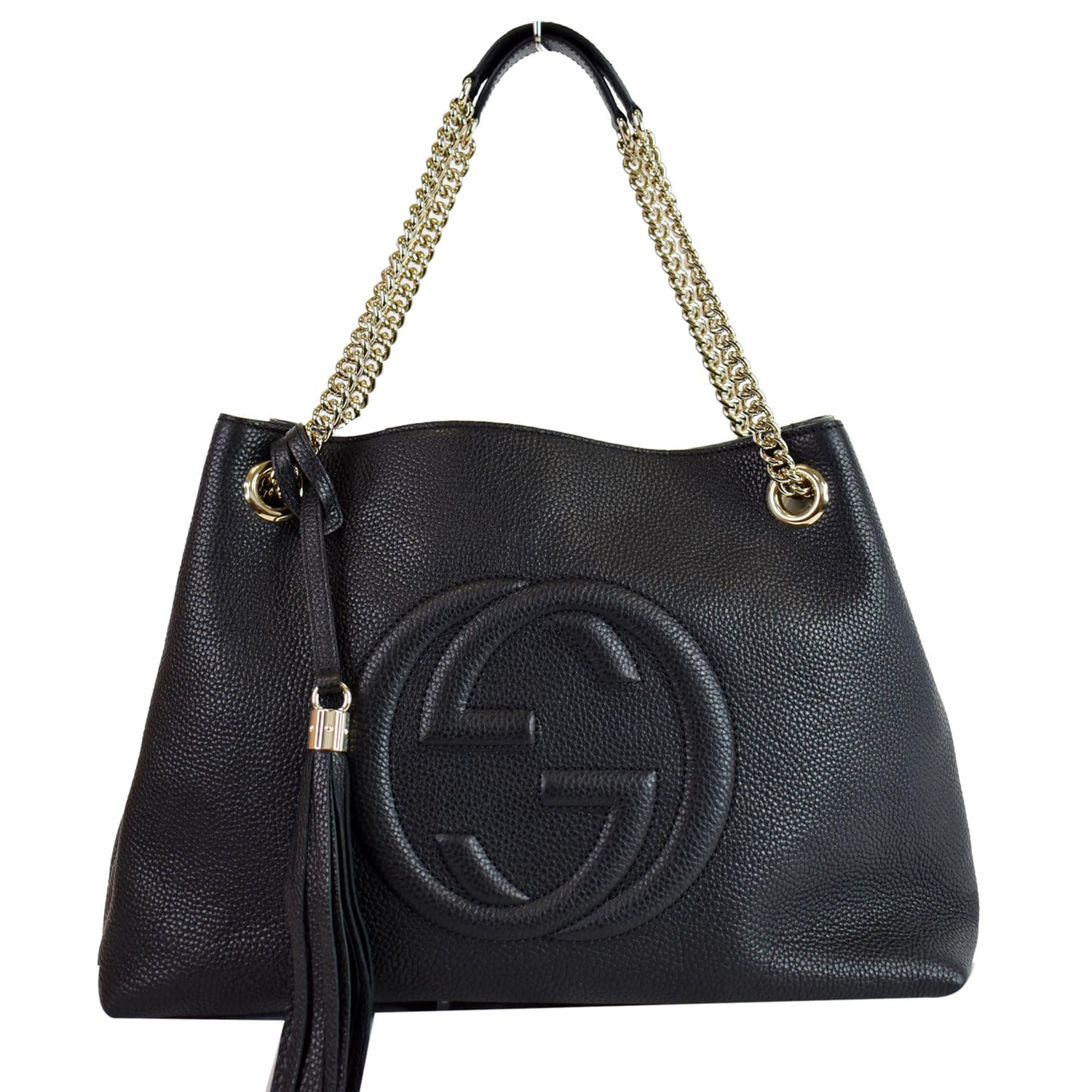 Gucci Soho Chain Tote Bag Leather Black