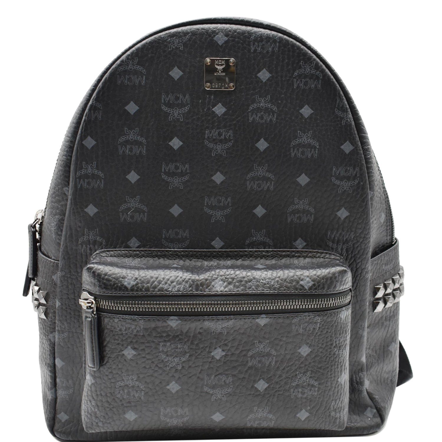 MCM Stark Side Stud Visetos Backpack Bag Canvas Black