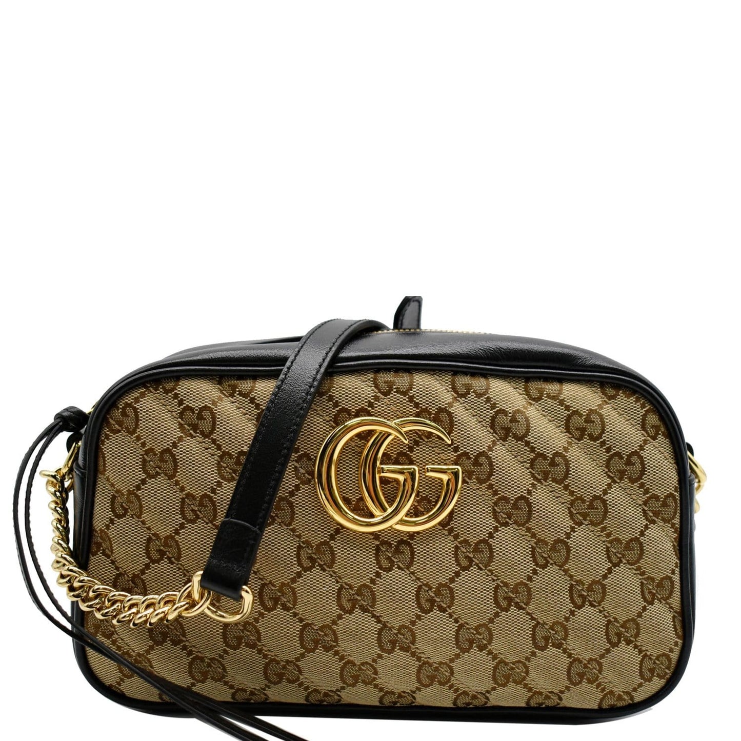 Gucci Marmont Small Crossbody Bag Beige Leather Canvas