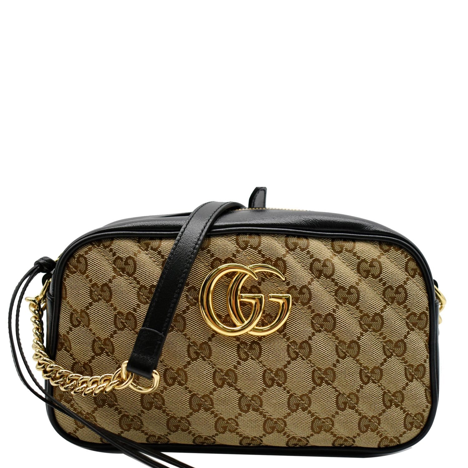 Gucci Marmont Small Crossbody Bag Beige Leather Canvas
