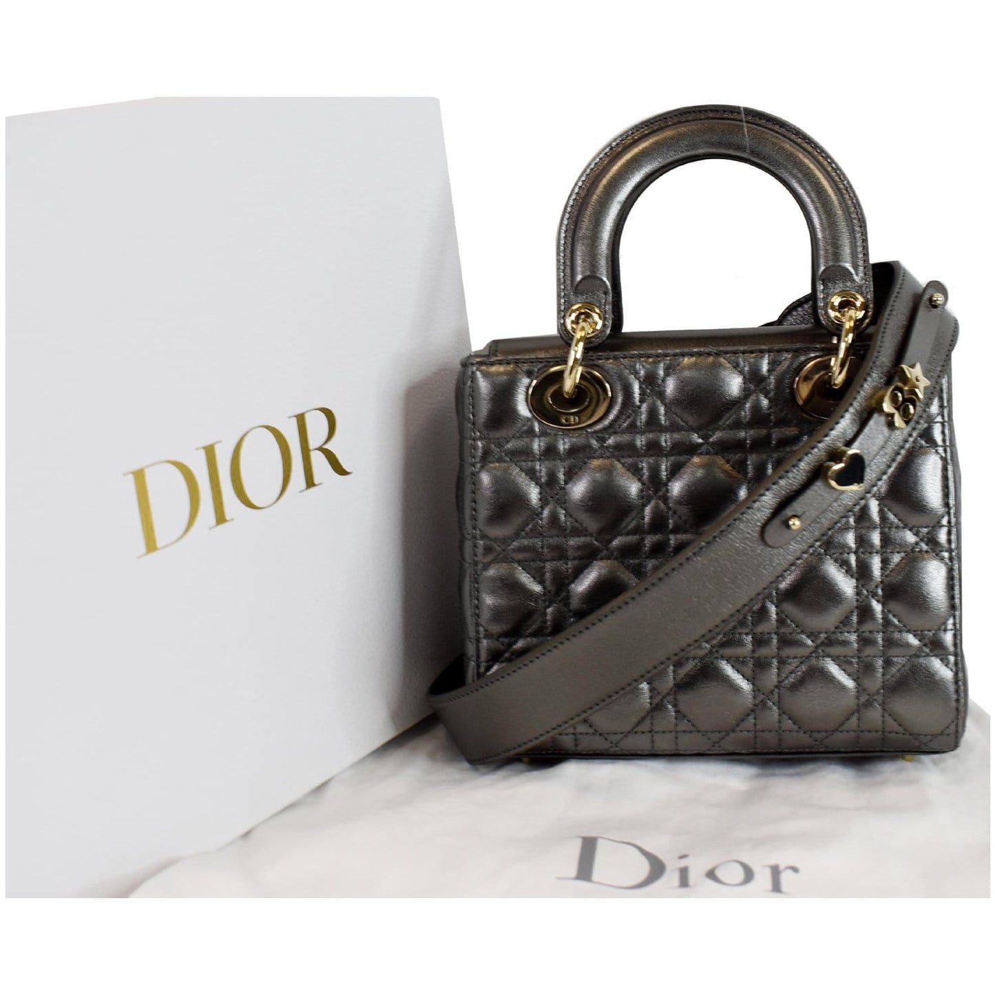 Dior My Abc Grained Calfskin Shoulder Bag Gunmetal