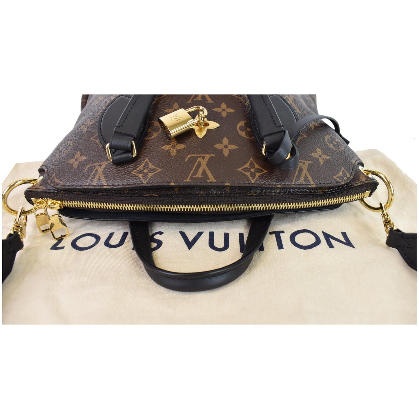Louis Flower Zipped Pm Tote Bag Canvas Monogram Bag Brown