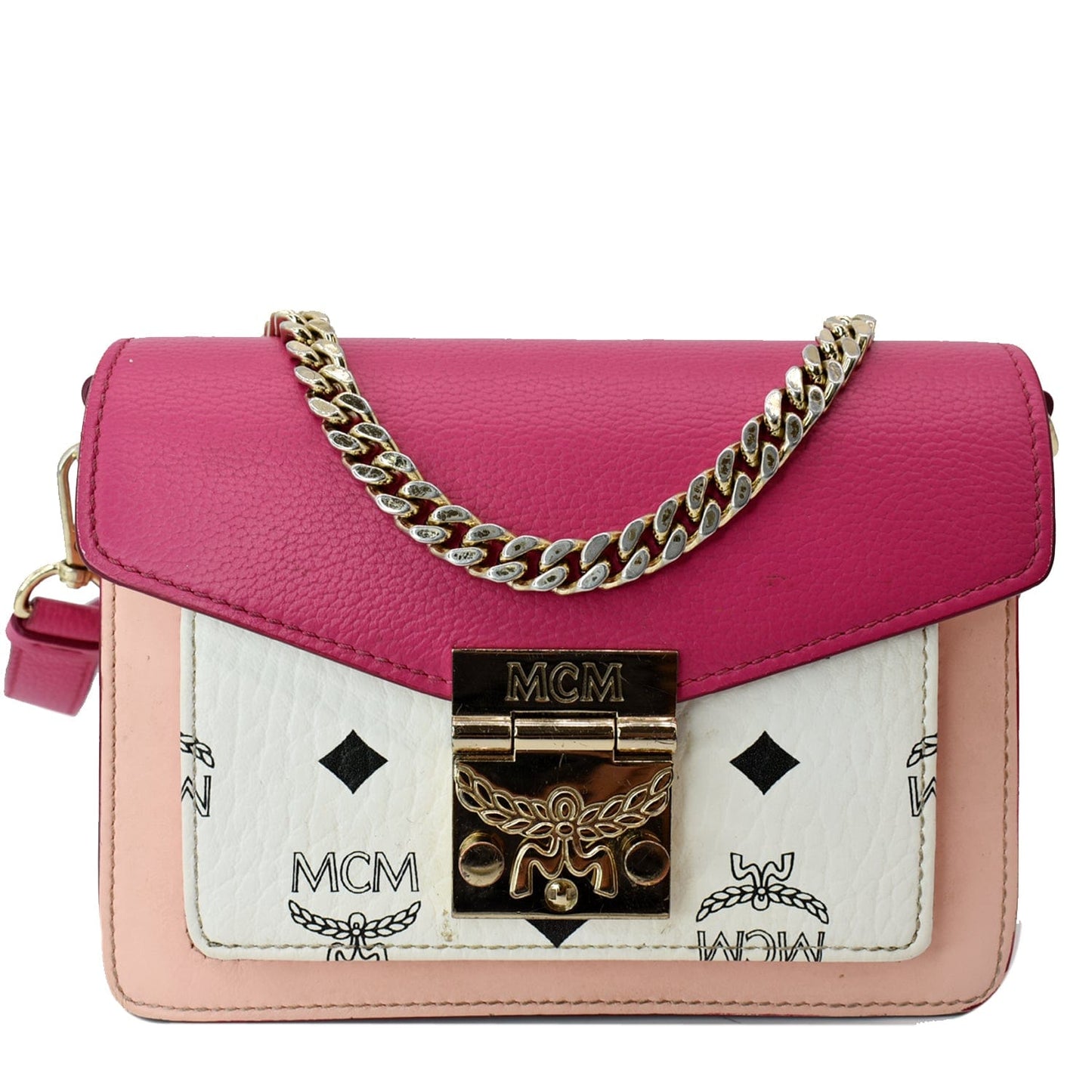 MCM Patricia Block Visetos Crossbody Bag Multicolor Leather Canvas