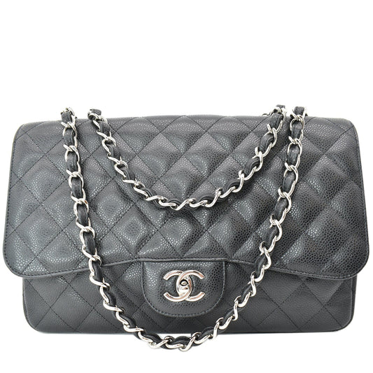 Chanel Jumbo Classic Single Caviar Shoulder Bag Leather Black