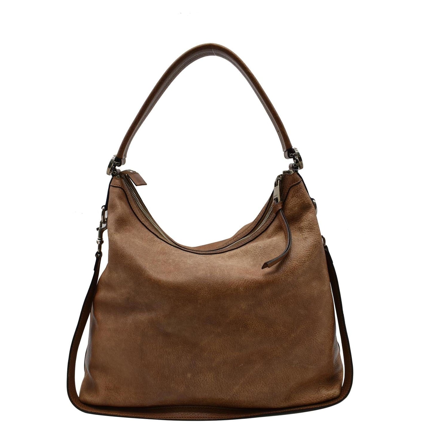 Gucci Miss Pebbled Hobo Bag Leather Brown Shoulder Bag