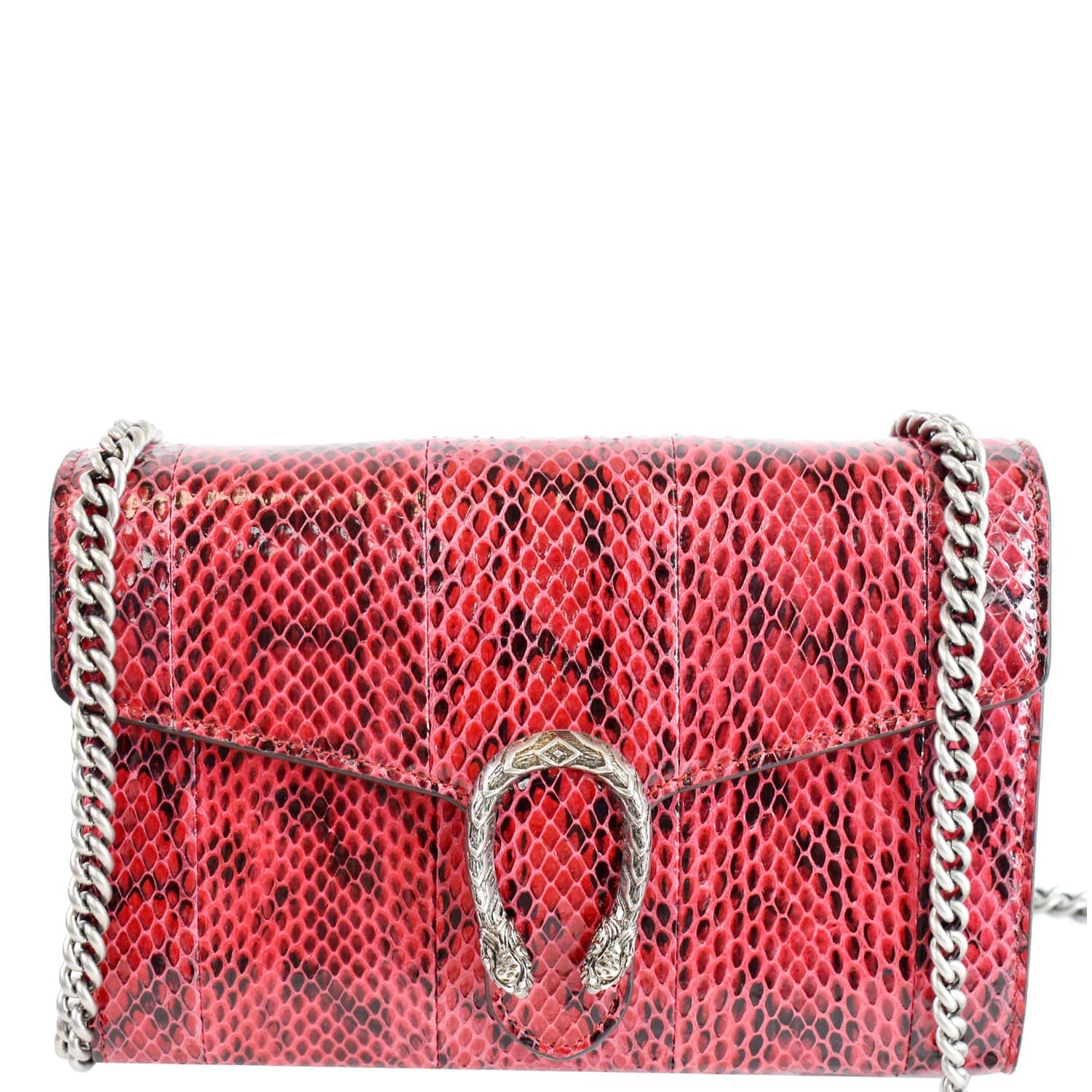 Gucci Dionysus Python Crossbody Chain Wallet Leather Red Crossbody Bag