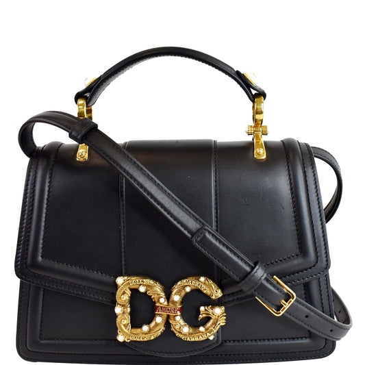 Dolce & Amore Calfskin Shoulder Bag Leather Black