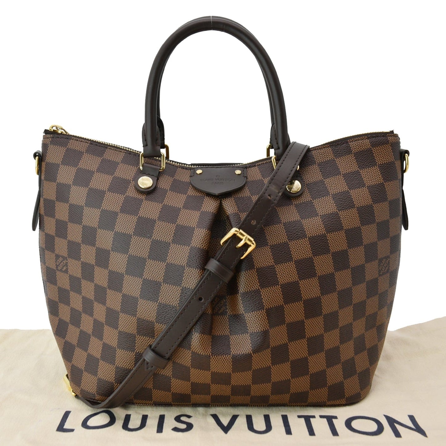 Louis Siena Mm Damier Ebene Shoulder Bag Brown