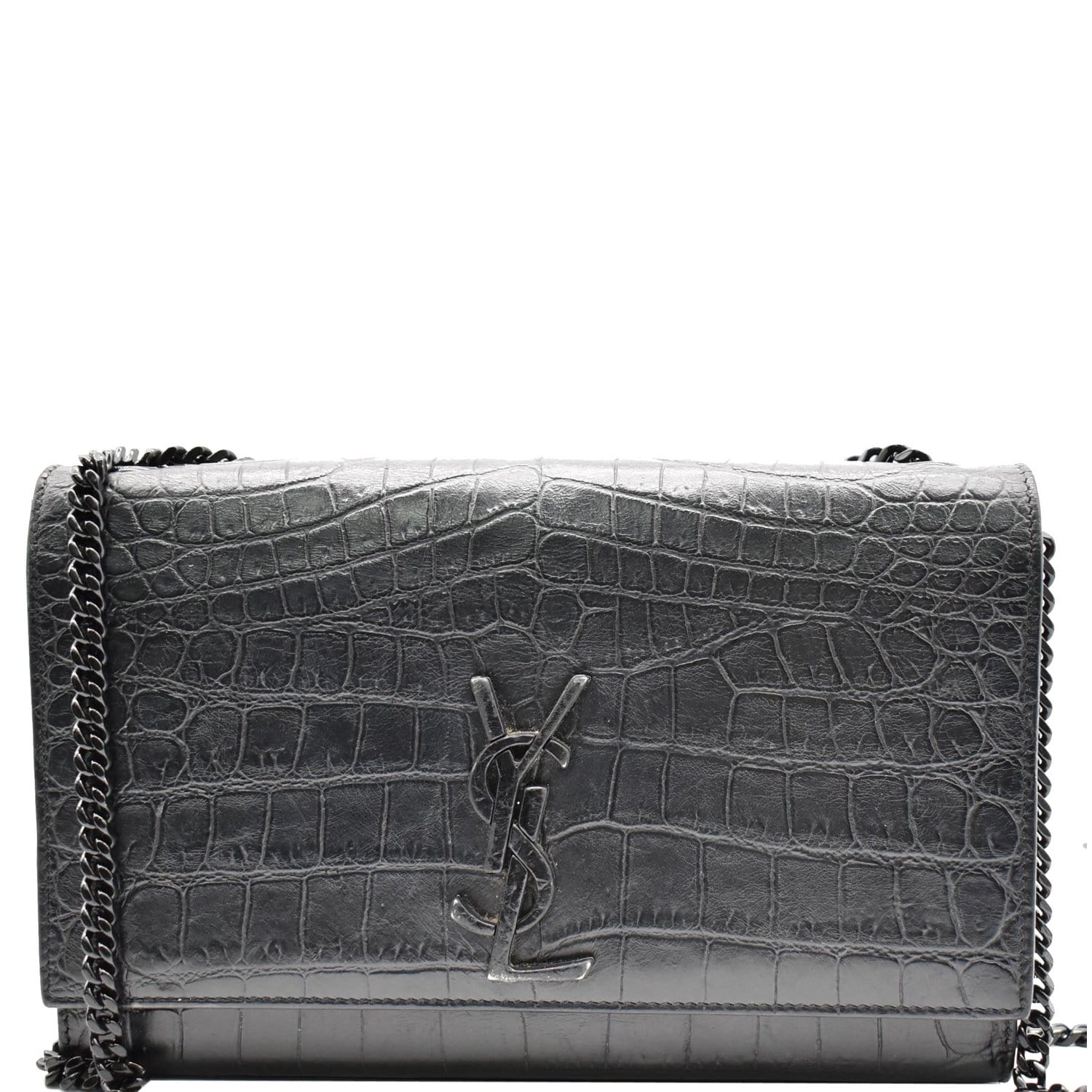 YSL Saint Laurent Saint Woc Crocodile Embossed Shoulder Bag Hot Black Crossbody Bag