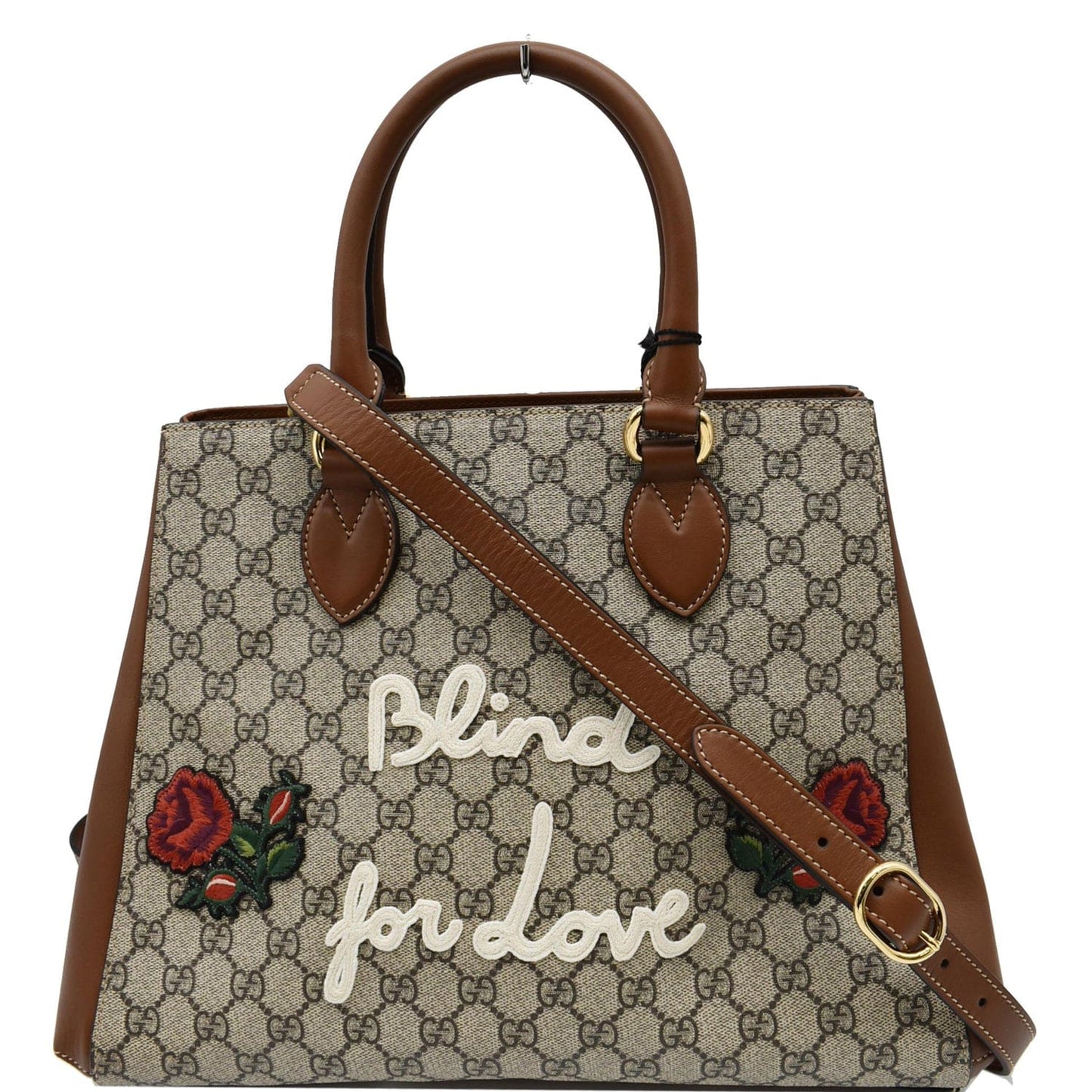 Gucci Blind For Love Supreme Top Handle Crossbody Canvas Brown Crossbody Bag