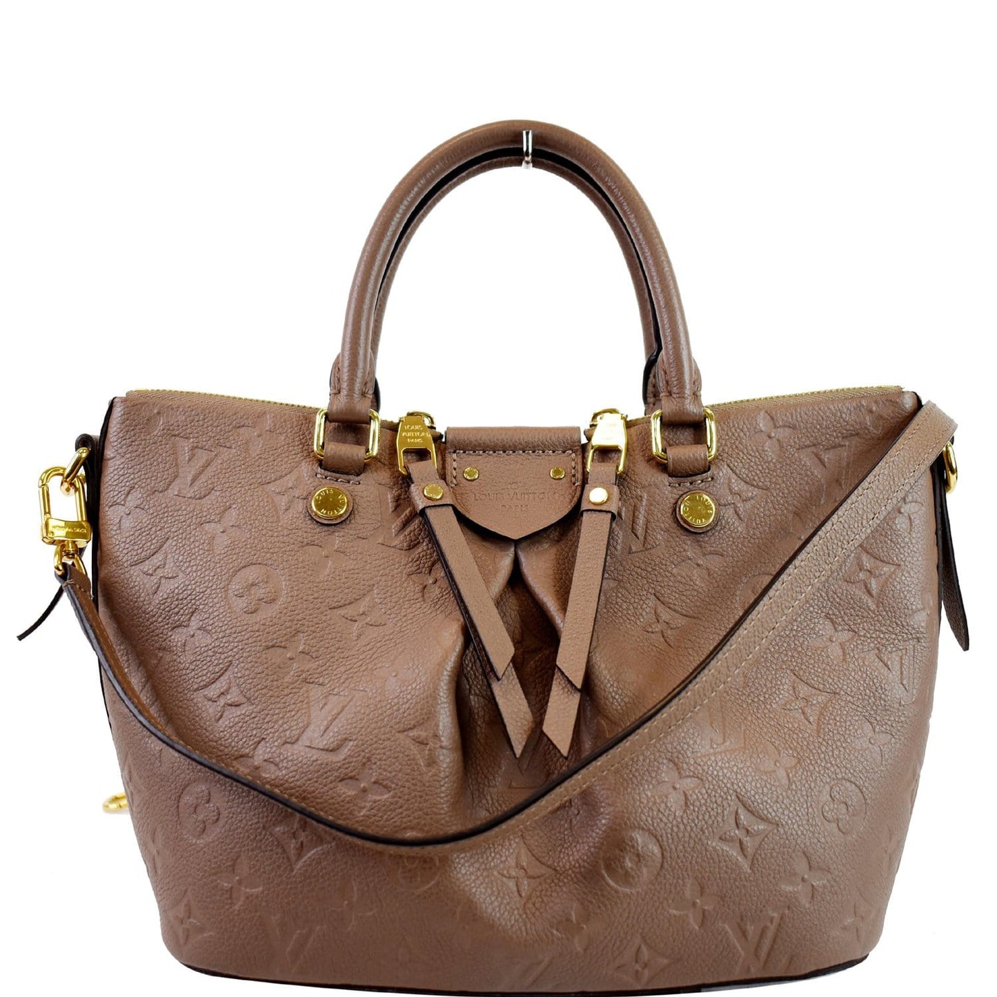 Louis Mazarine Pm Empreinte Shoulder Bag Taupe Monogram