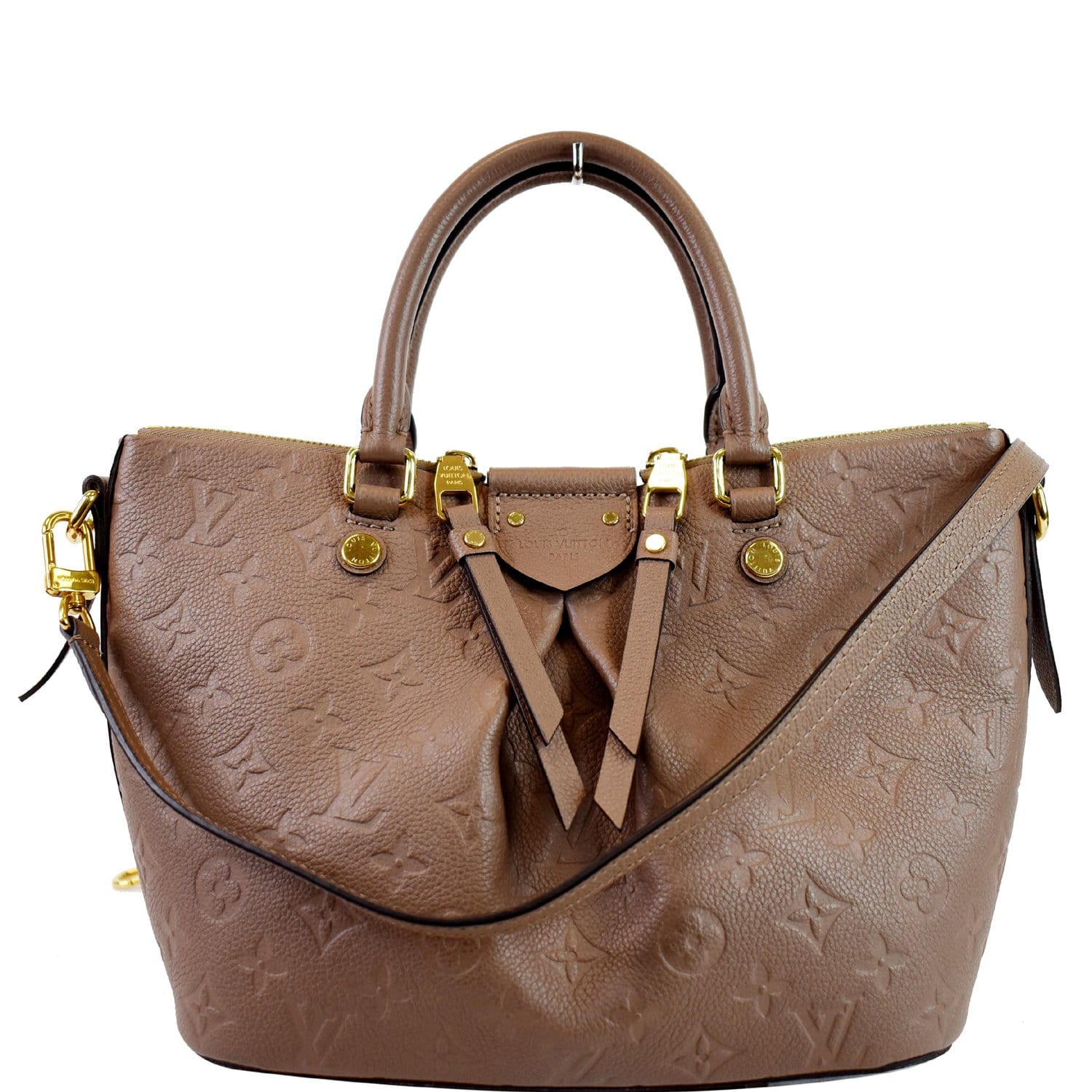 Louis Mazarine Pm Empreinte Shoulder Bag Taupe Monogram