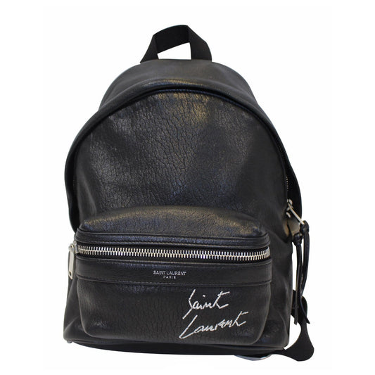 YSL Saint Laurent Saint Toy City Embroidered Backpack Bag Leather Black