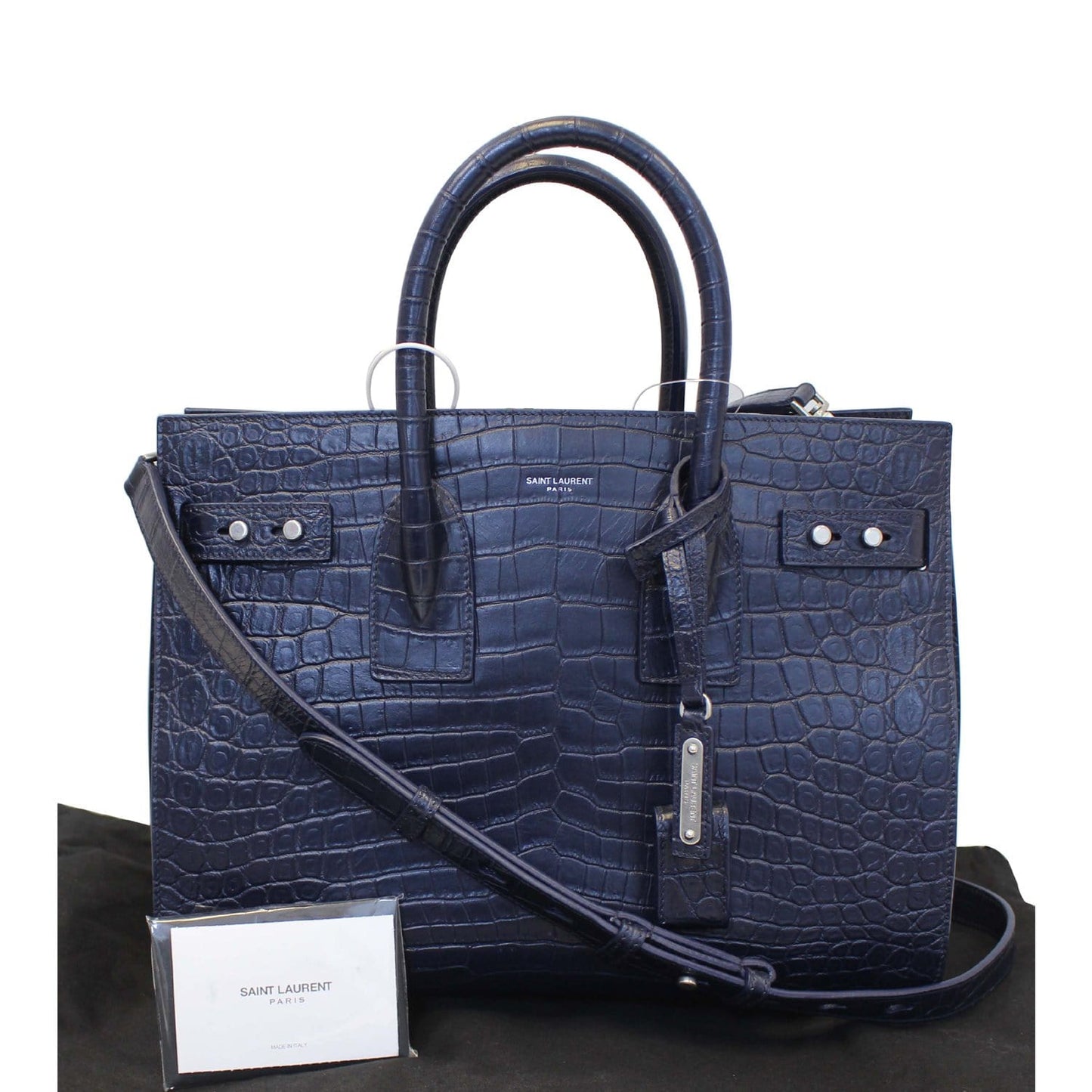 YSL Saint Laurent Saint Sac De Jour Crocodile Embossed Satchel Small Travel Bag