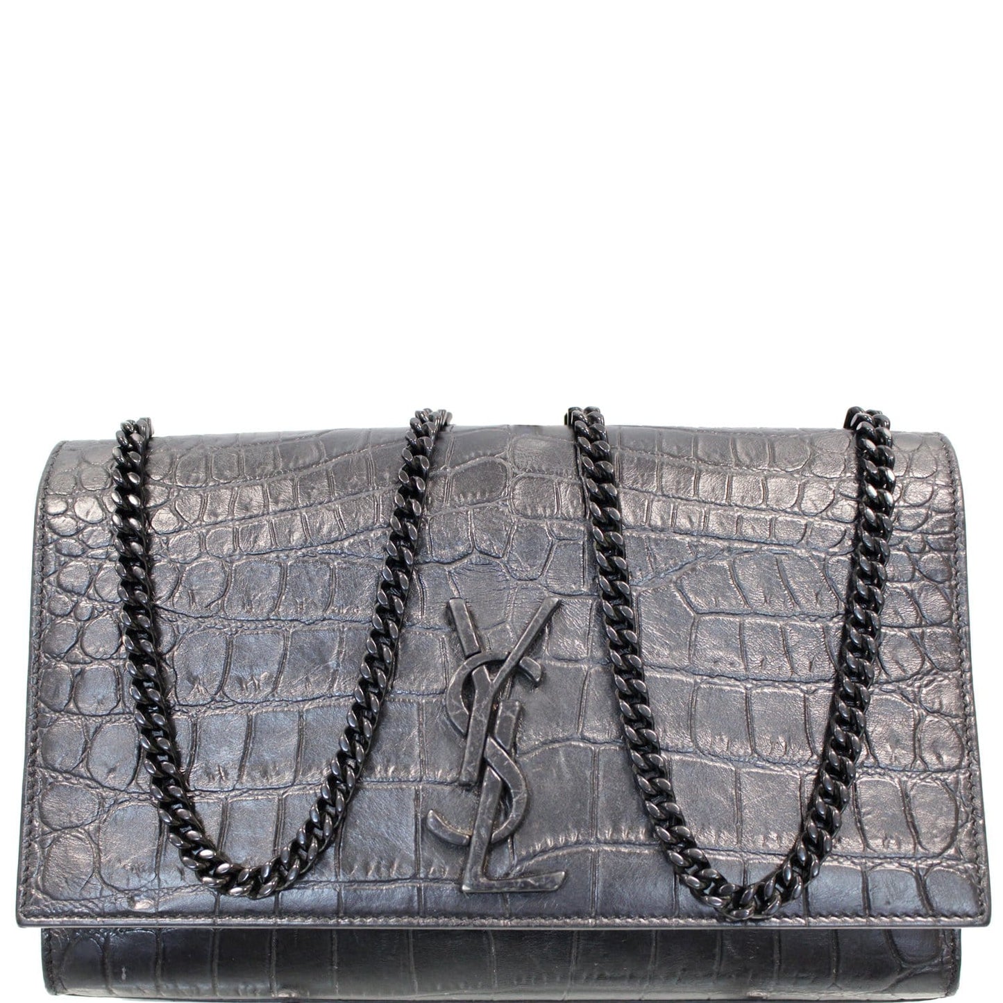 YSL Saint Laurent Saint Kate Crocodile Bag Crossbody Bag Leather Black
