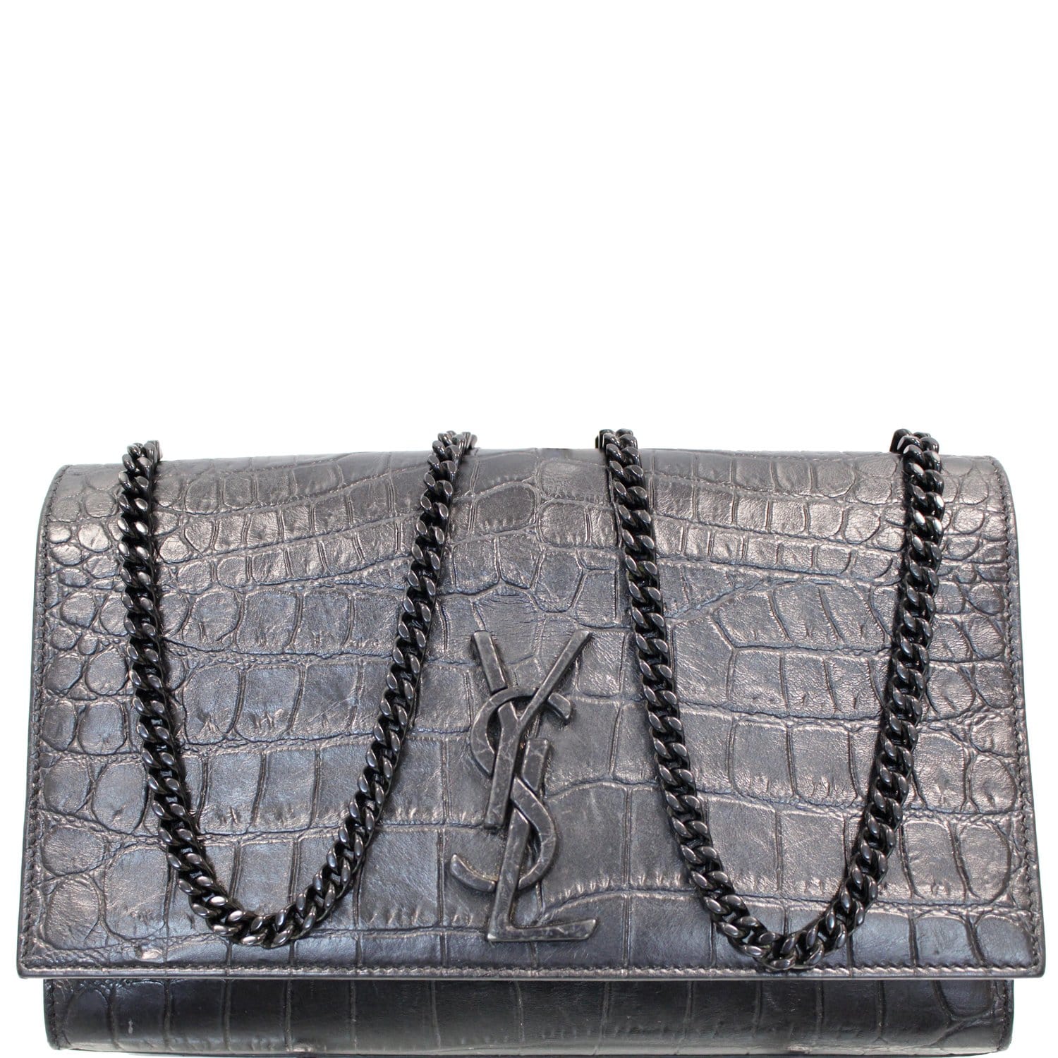 YSL Saint Laurent Saint Kate Crocodile Bag Crossbody Bag Leather Black