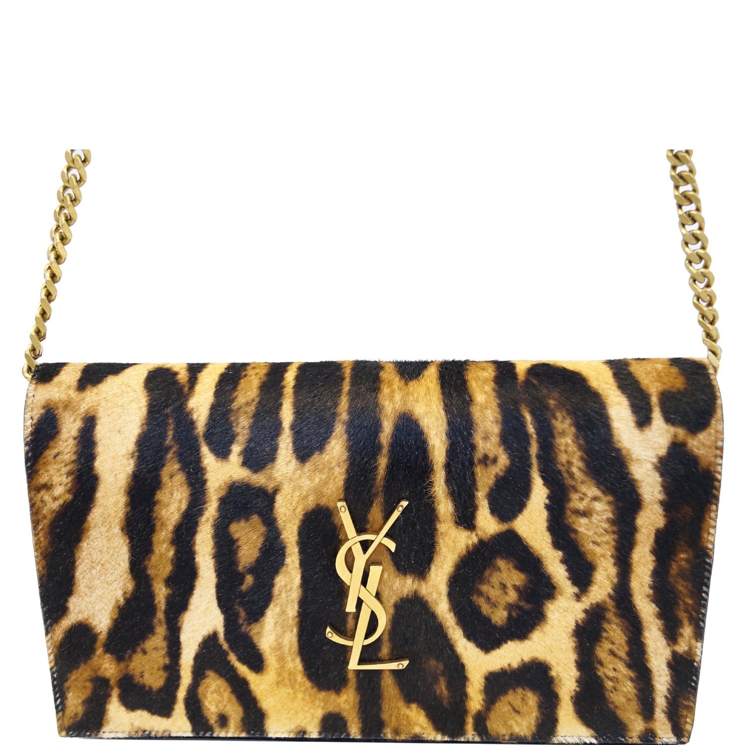 YSL Saint Laurent Saint Kate Monogramme Leopard Print Shoulder Bag Black