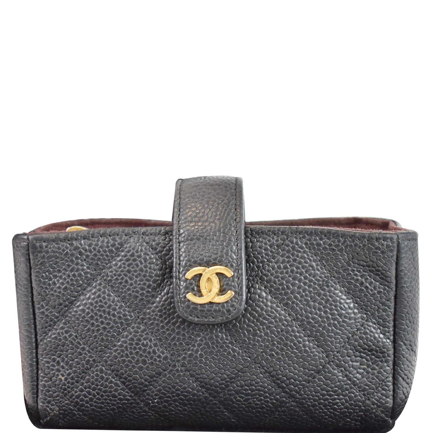 Chanel Caviar Mini Phone Holder Clutch Leather Quilted Clutch Bag