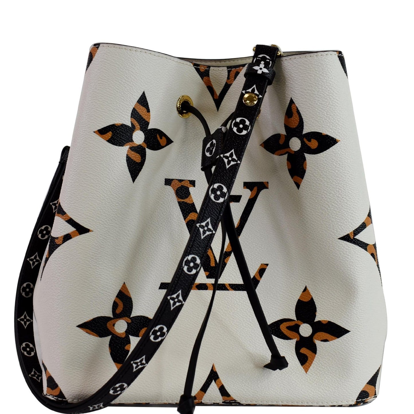 Louis Neonoe Mm Jungle Shoulder Bag Ivory Canvas Monogram