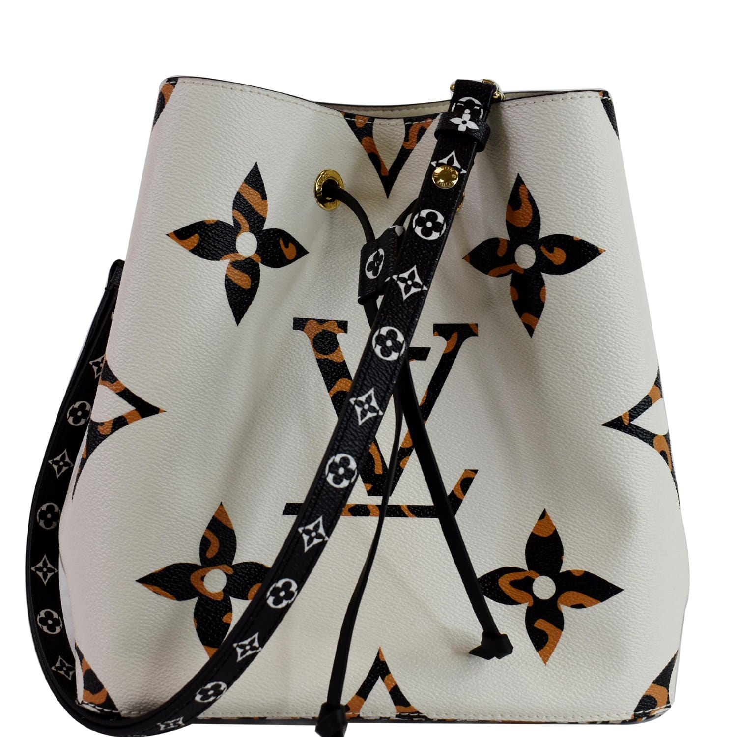 Louis Neonoe Mm Jungle Shoulder Bag Ivory Canvas Monogram