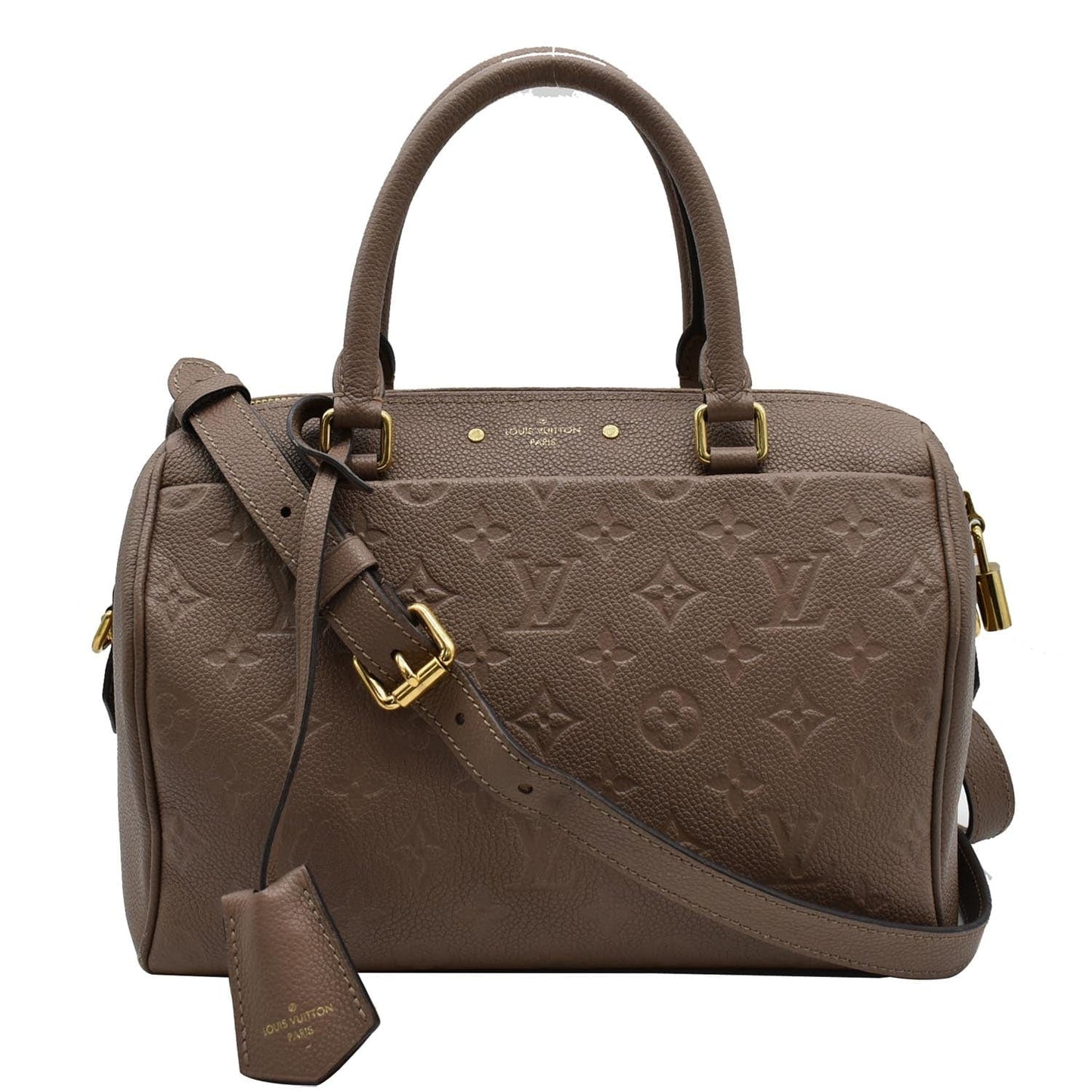 Louis Speedy Bandouliere Empreinte Crossbody Bag Tourterelle Leather Monogram
