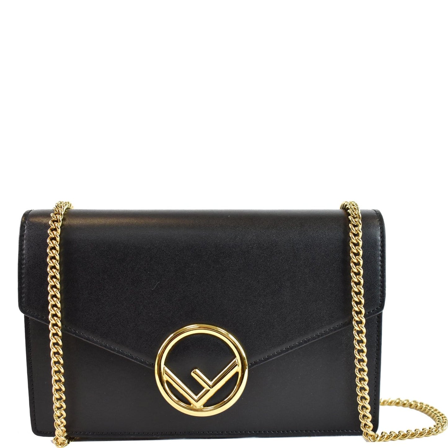 Fendi Vitello Is Envelope Wallet On Crossbody Bag Leather Black