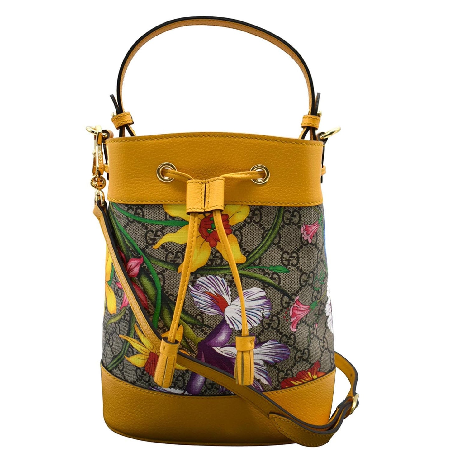 Gucci Ophidia Flora Bag Yellow Canvas Small Shoulder Bag